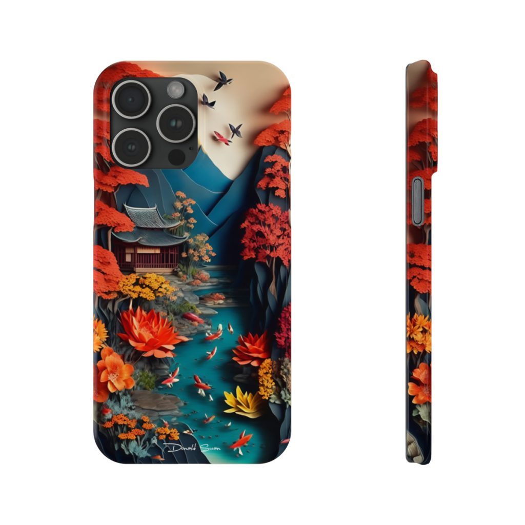 Japanese Koi Fish Phone Case Art Cover Fit for iPhone 15 Pro Max