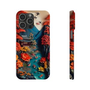 Japanese Koi Fish Pond Paper Art Slim Phone Case (iPhone 15, 15 Pro, 15 Plus, 15 Pro Max)