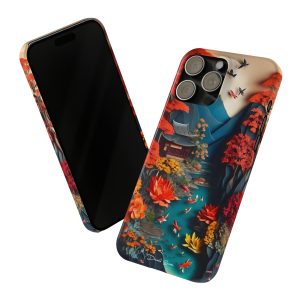 Japanese Koi Fish Pond Paper Art Slim Phone Case (iPhone 15, 15 Pro, 15 Plus, 15 Pro Max)