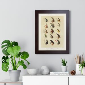 Vintage Trout Flies Framed Vertical Poster, Trout Fishing, Fly Fishing