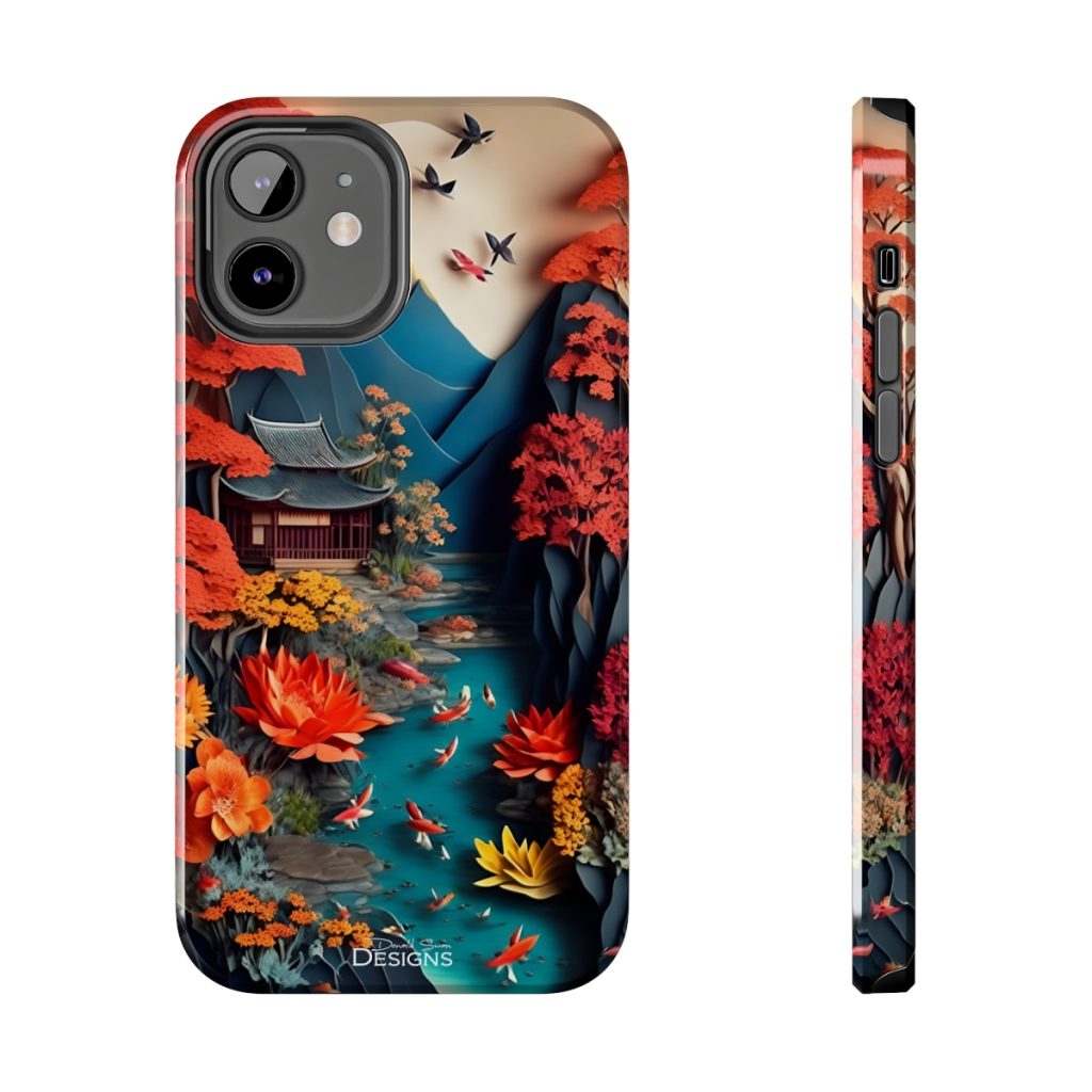 Japanese Koi Fish Pond Paper Art Tough iPhone Case