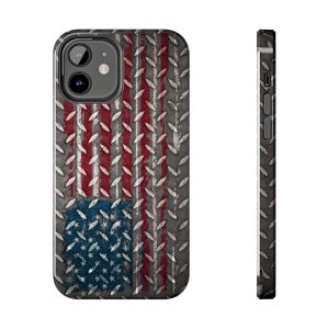 Diamond Plate American Flag Tough iPhone Case