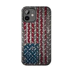 Diamond Plate American Flag Tough iPhone Case